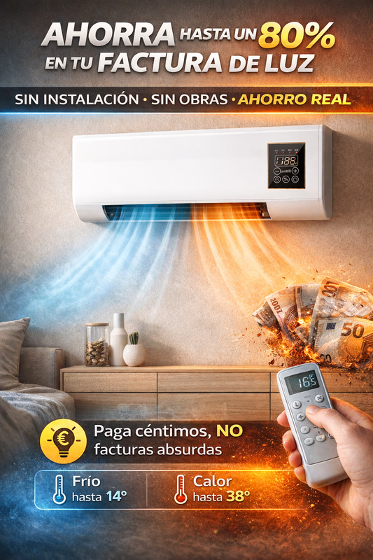 Aire Acondicionado Portátil 2 en 1 Calor y Frio - Bajo consumo y Máxima Potencia